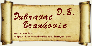 Dubravac Branković vizit kartica